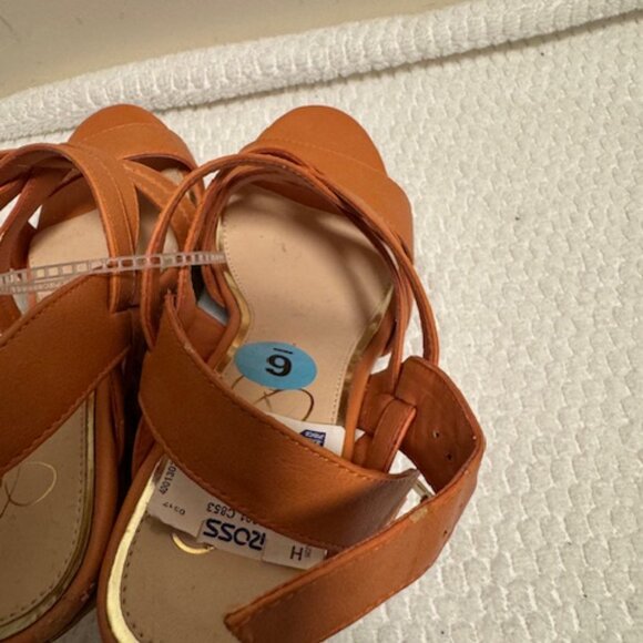 Jessica Simpson Coral Orange Strappy Wedge Sandals Cork Platform Party - Picture 3 of 8